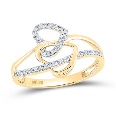 Women's Diamond Round Double Heart Ring