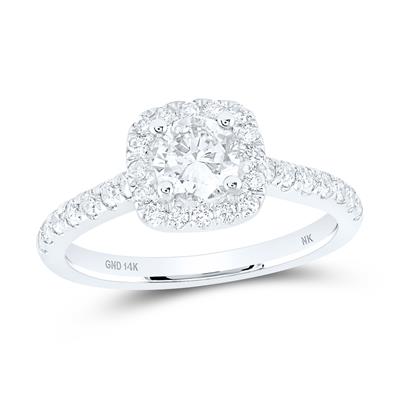 Women's Diamond Round Halo Bridal Engagement Ring (Certified)