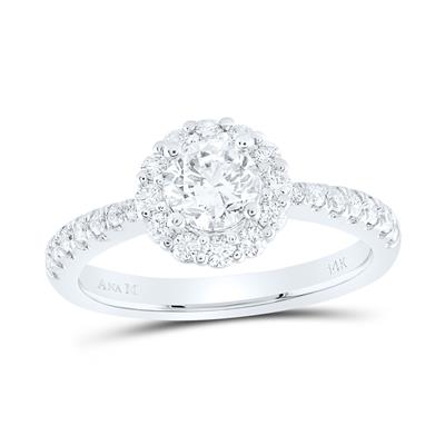 Women's Diamond Round Halo Bridal Engagement Ring (Certified)