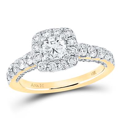 Women's Diamond Round Halo Bridal Engagement Ring (Certified)