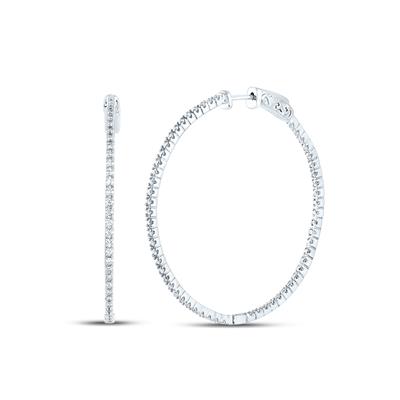Women's Diamond Round Inside-Outside Hoop Earrings