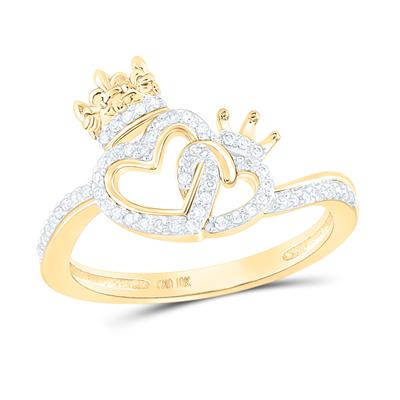 Women's Diamond Round King Queen Heart Ring