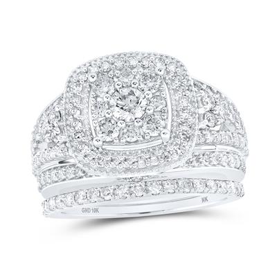 Women's Diamond Round Nicoles Dream Collection Square Bridal Wedding Ring Set