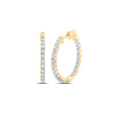 Women's Diamond Round Inside Out Hoop Earrings